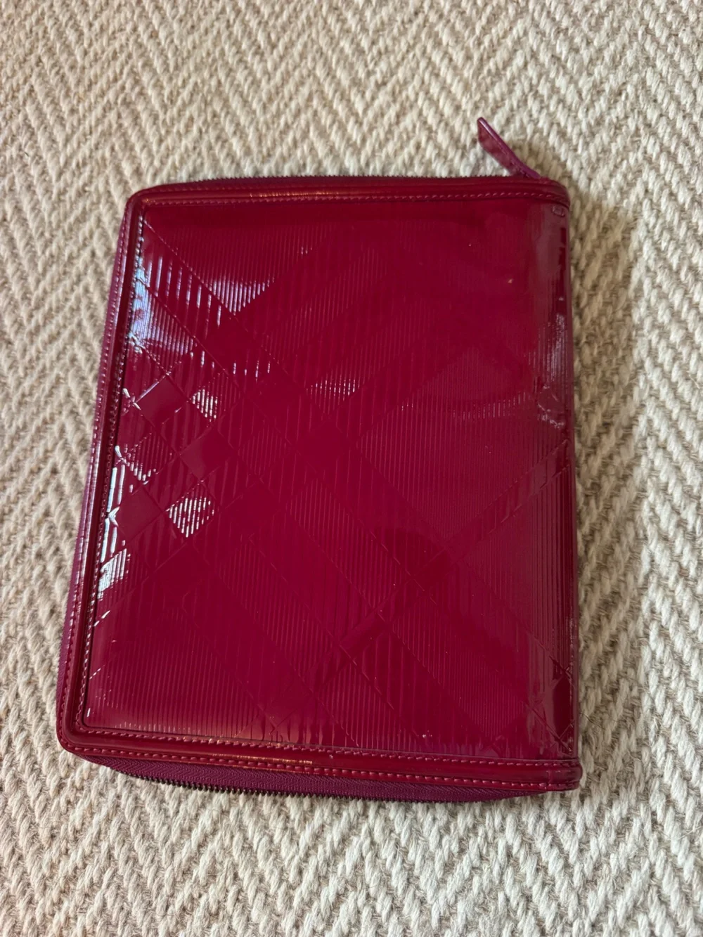 Burberry Raspberry Patent Leather Tablet Zip Cover Case